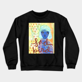 Sad Bird Girl: Artistic Fantasy Drawing Portrait Crewneck Sweatshirt